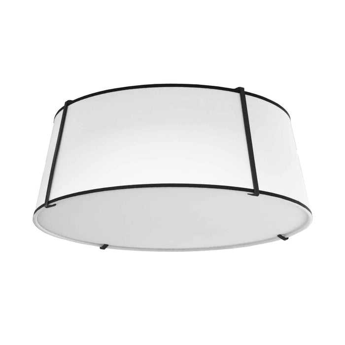 Trapezoid 4 Light Flush Mount - Tapered Drum Shaped - Black/White Shade - White Fabric Diffuser