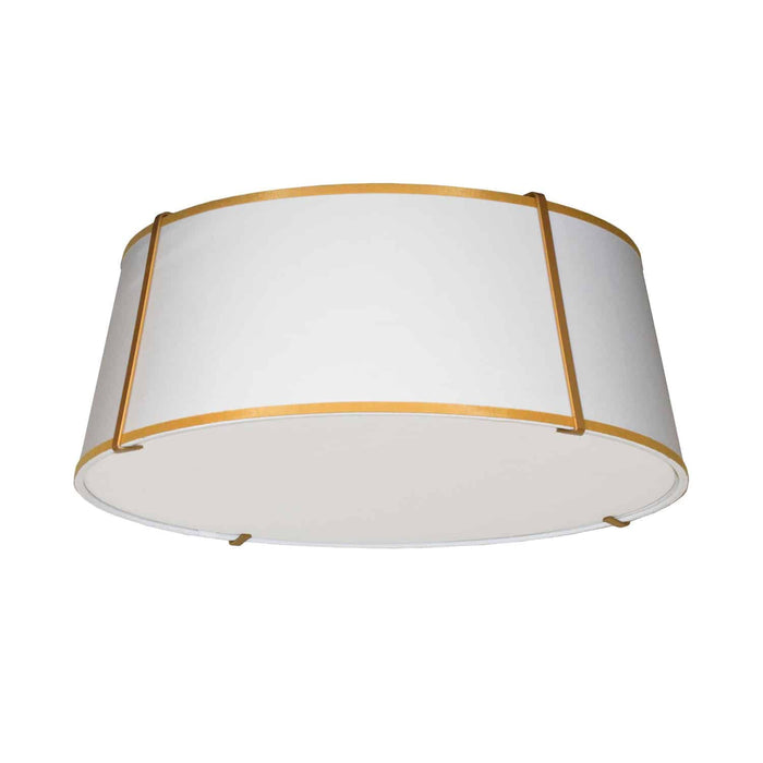 Trapezoid 4 Light Flush Mount - Tapered Drum Shaped - Gold/White Shade - White Fabric Diffuser