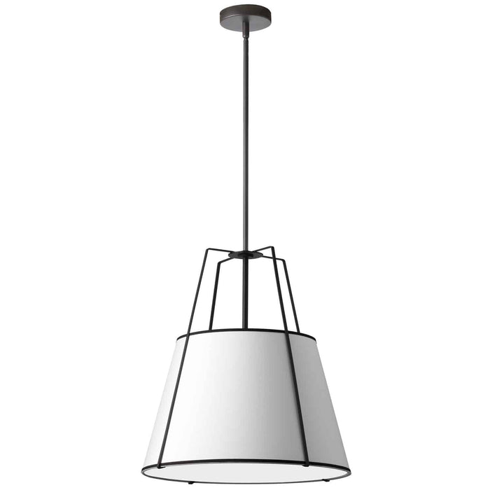 Trapezoid 3 Light Pendant - Trapezoid - Black/White Shade - White Fabric Diffuser