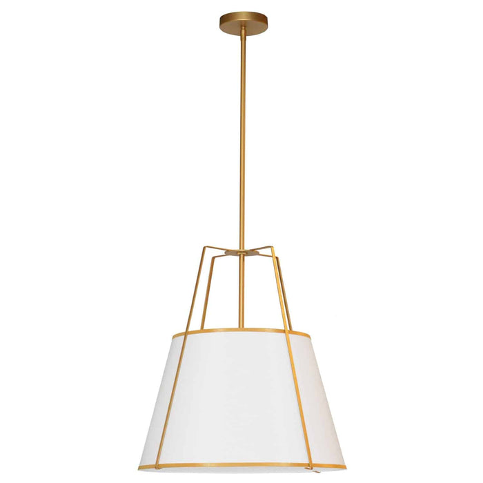 Trapezoid 3 Light Pendant - Trapezoid - Gold/White Shade - White Fabric Diffuser