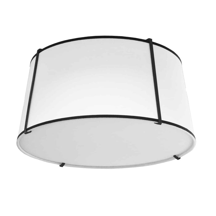 Trapezoid 3 Light Flush Mount - Tapered Drum Shaped - Black/White Shade - White Fabric Diffuser