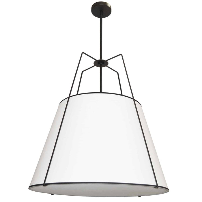 Trapezoid 3 Light Pendant - Trapezoid - Black/White Shade - White Fabric Diffuser