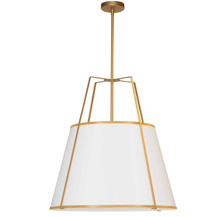 Trapezoid 3 Light Pendant - Trapezoid - Gold/White Shade - White Fabric Diffuser