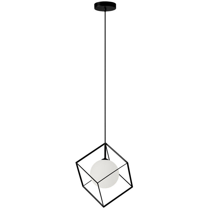 Thomson 1 Light Pendant - Matte Black Finish - Opal White Glass