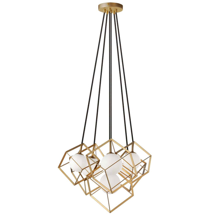 Thomson 6 Light Pendant - Gold Finish - Opal White Glass