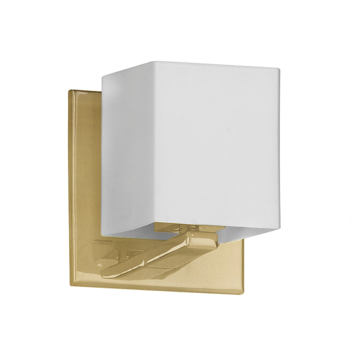 Verona 1 Light Wall Sconce - Aged Brass - White Glass