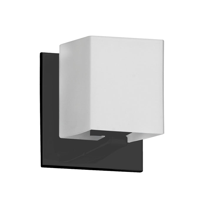 Verona 1 Light Wall Sconce - Matte Black - White Glass