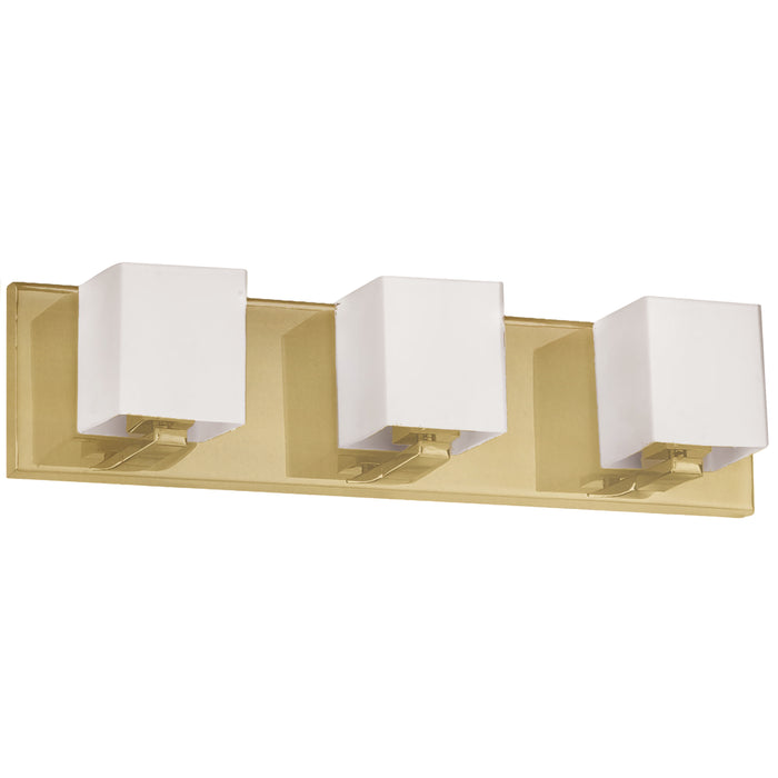 Verona 3 Light Vanity Light - Aged Brass - White Glass Shade