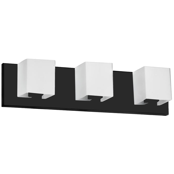 Verona 3 Light Vanity Light - Matte Black - White Glass Shade