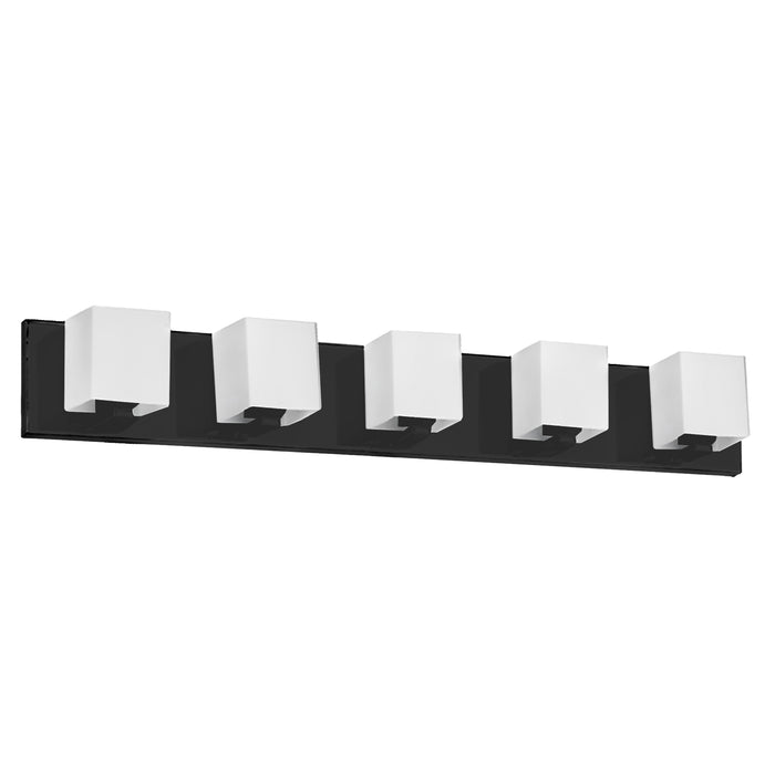 Verona 5 Light Vanity Light - Matte Black - White Glass Shade