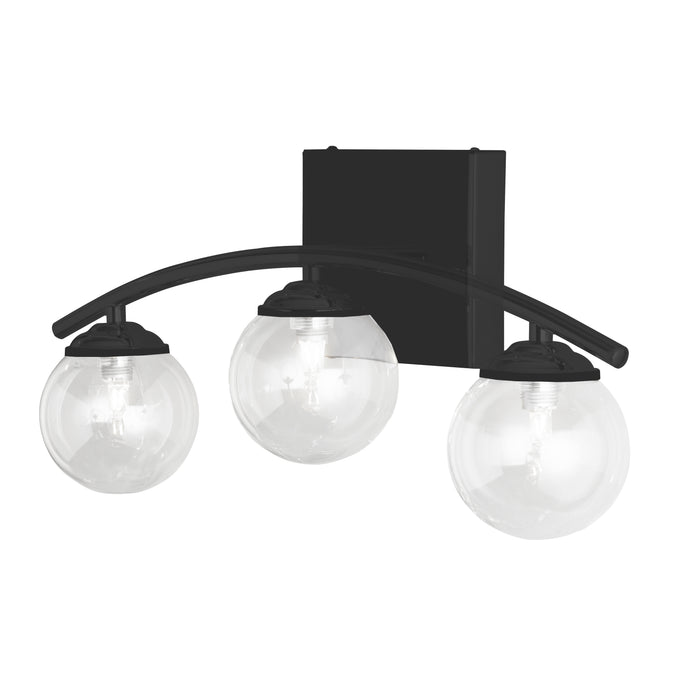 Vanda 3 Light Vanity Light - Matte Black - Clear Glass