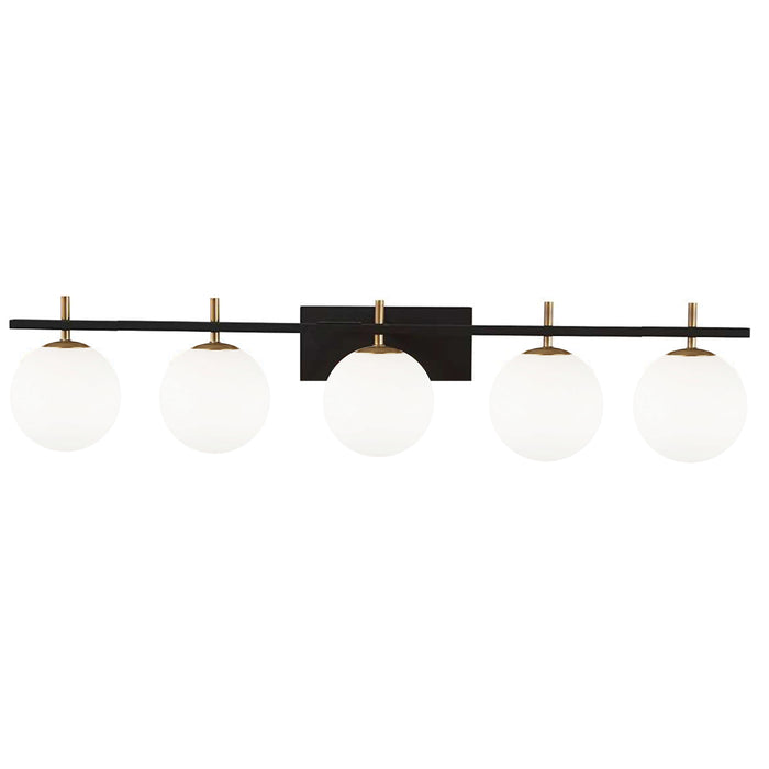 Vivaldi 5 Light Vanity Light - Matte Black/Aged Brass