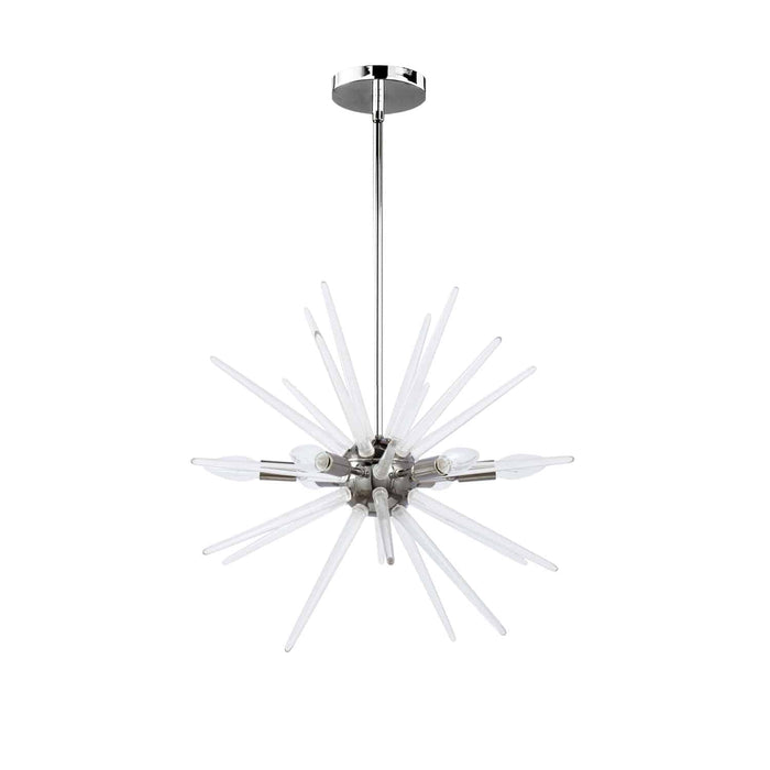 Vela 6 Light Pendant - Polished Chrome Finish - Clear Acrylic Spikes