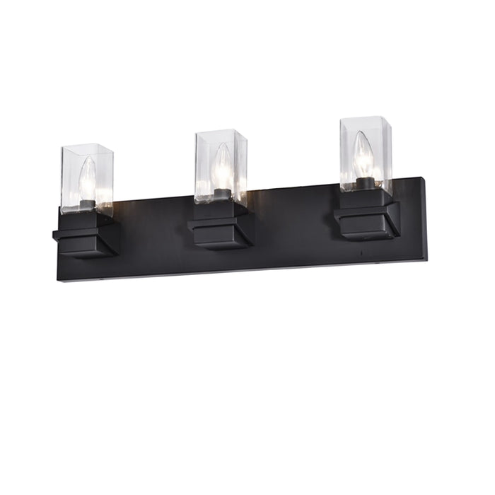 Veronica 3 Light Vanity Light - Matte Black - Clear Glass