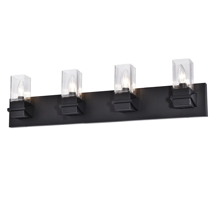 Veronica 4 Light Vanity Light - Matte Black - Clear Glass