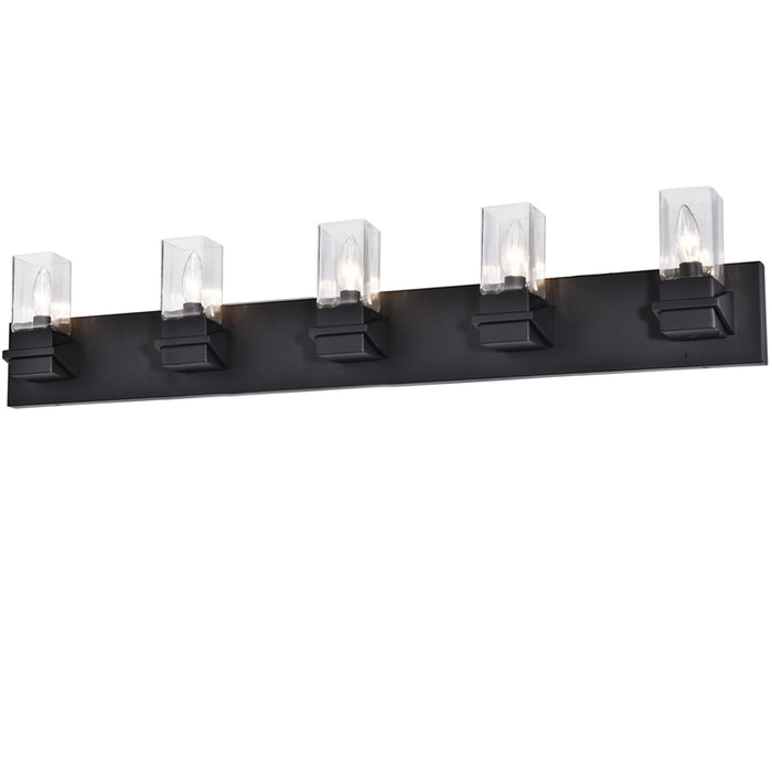 Veronica 5 Light Vanity Light - Matte Black - Clear Glass