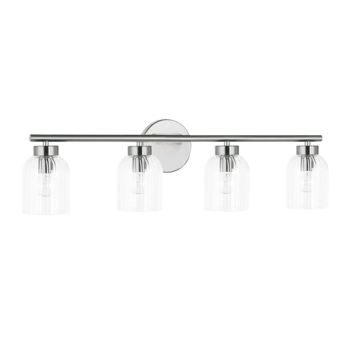 Vienna 4 Light Incandescent Vanity - Polished Chrome - Clear Ribbed Glass