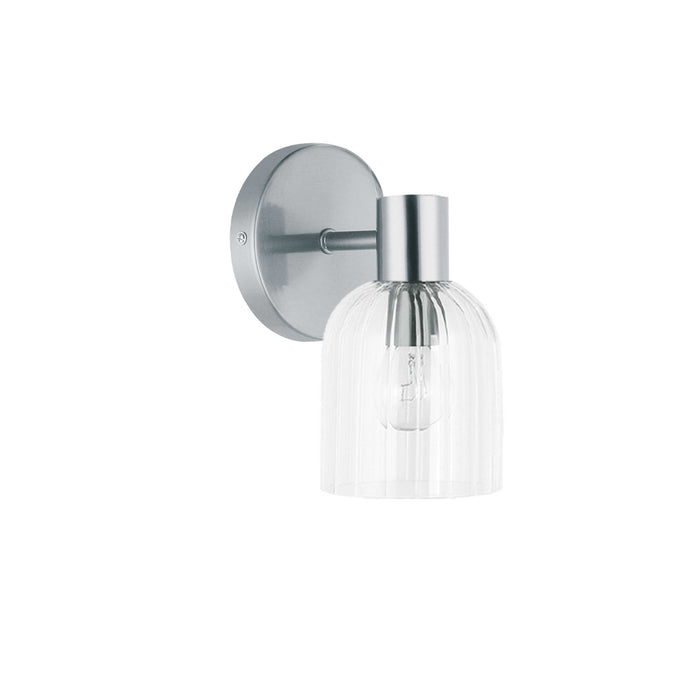 Vienna 1 Light Incandescent Wall Sconce - Polished Chrome - Clear Ribbed Glass