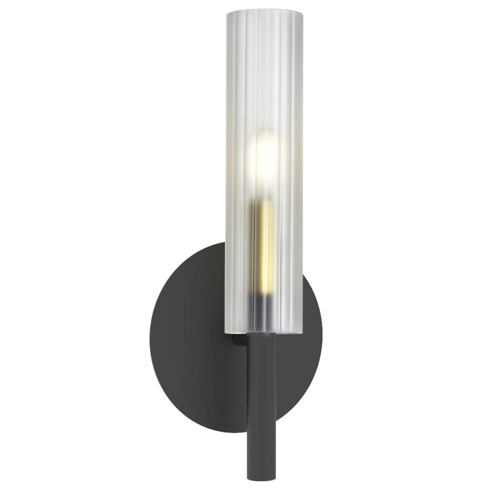 Wand 1 Light Wall Sconce - Matte Black/Aged Brass - Frosted Glass