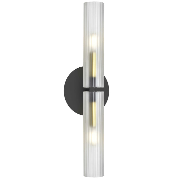 Wand 2 Light Wall Sconce - Matte Black/Aged Brass - Frosted Glass