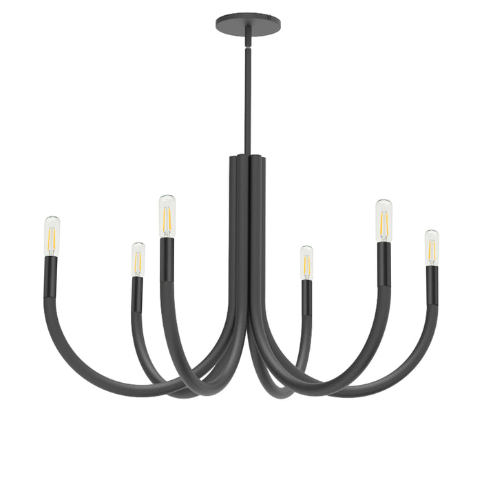 Wand 6 Light Chandelier - Matte Black