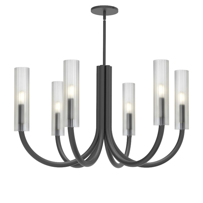 Wand 6 Light Chandelier - Matte Black - Frosted Glass