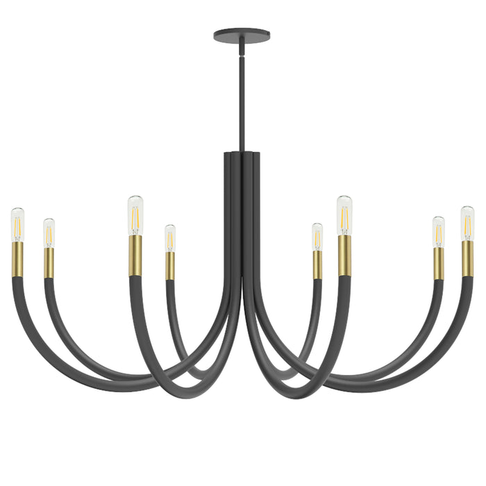 Wand 8 Light Chandelier - Matte Black/Aged Brass