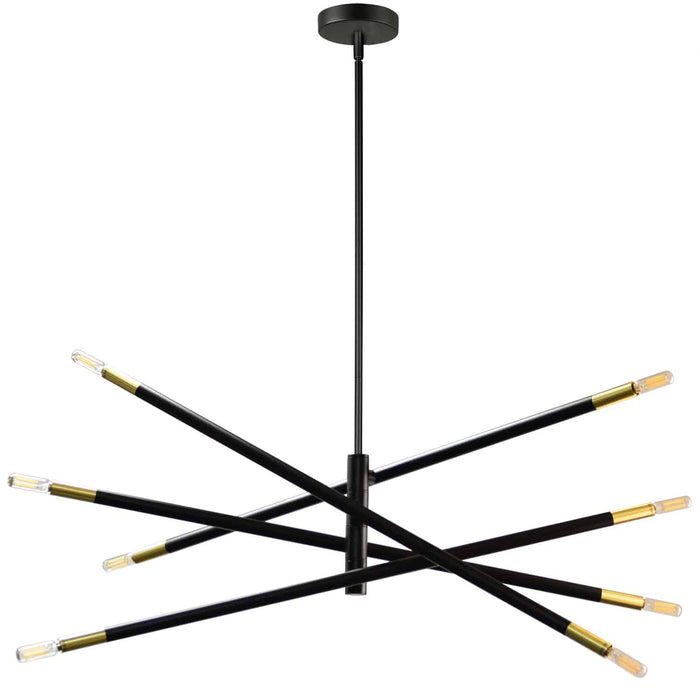 Wand 8 Light Chandelier - Small - Matte Black/Aged Brass