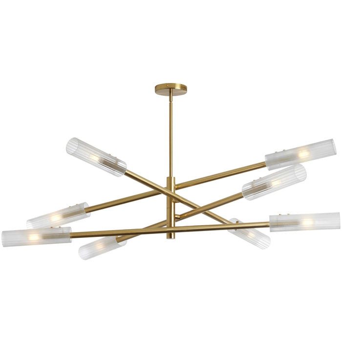 Wand 8 Light Pendant - Aged Brass - Frosted Glass