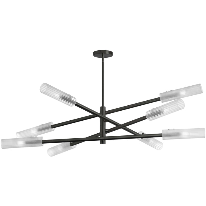 Wand 8 Light Pendant - Matte Black - Frosted Glass