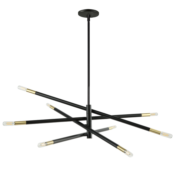 Wand 8 Light Chandelier - Large - Matte Black/Aged Brass