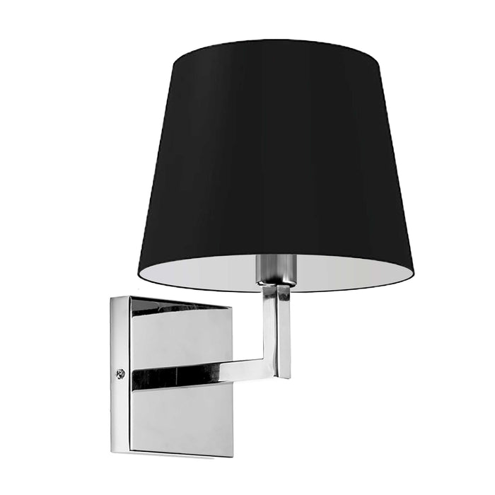 Whitney 1 Light Wall Sconce - Polished Chrome - Black Shade