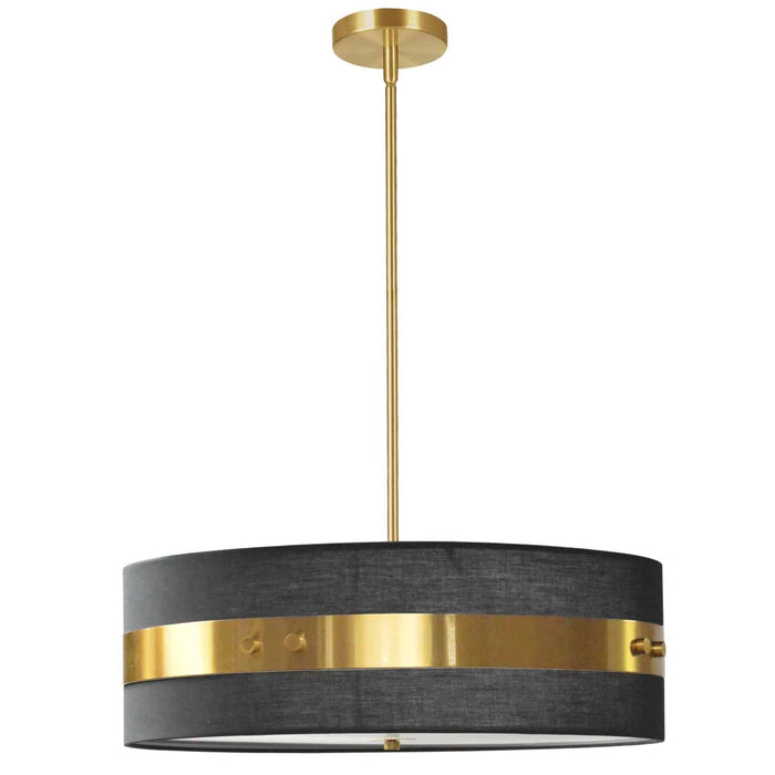 Willshire 4 Light Pendant - Aged Brass Finish - Black Shade