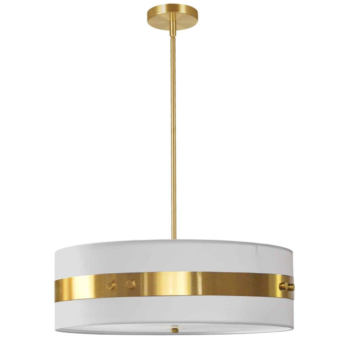 Willshire 4 Light Pendant - Aged Brass Finish - White Shade