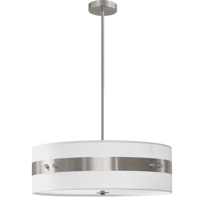 Willshire 4 Light Pendant - Satin Chrome Finish - White Shade