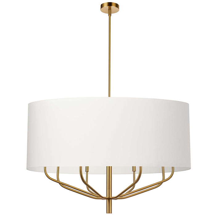 Eleanor 8 Light Chandelier - Aged Brass - White Shade