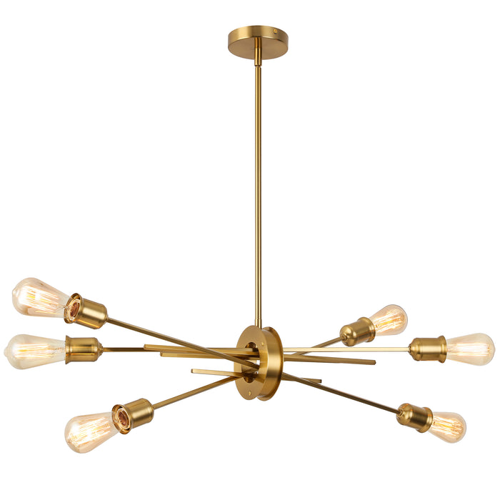 Nebraska 6 Light Horizontal Pendant - Aged Brass Finish