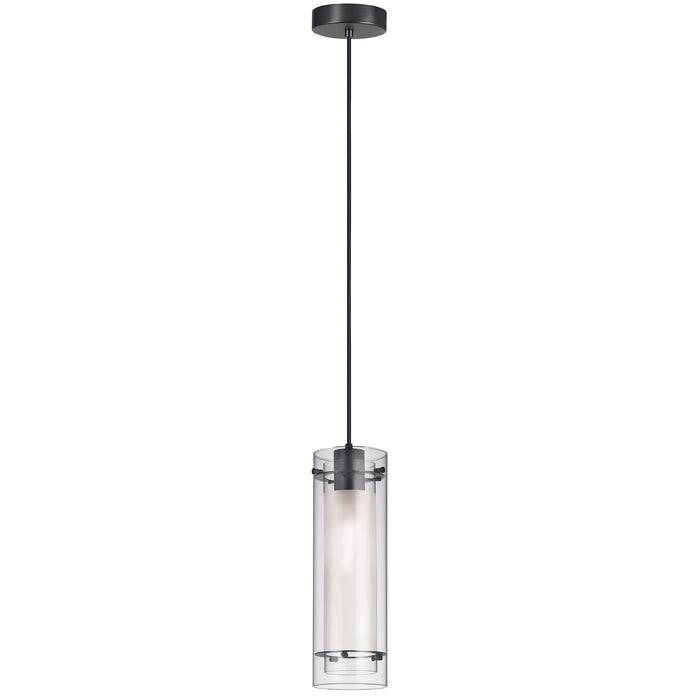 Pasha 1 Light Pendant - Matte Black Finish - Clear/Frosted Glass