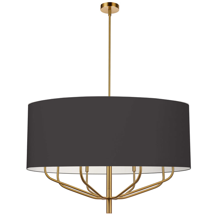 Eleanor 8 Light Chandelier - Aged Brass - Black/White Shade