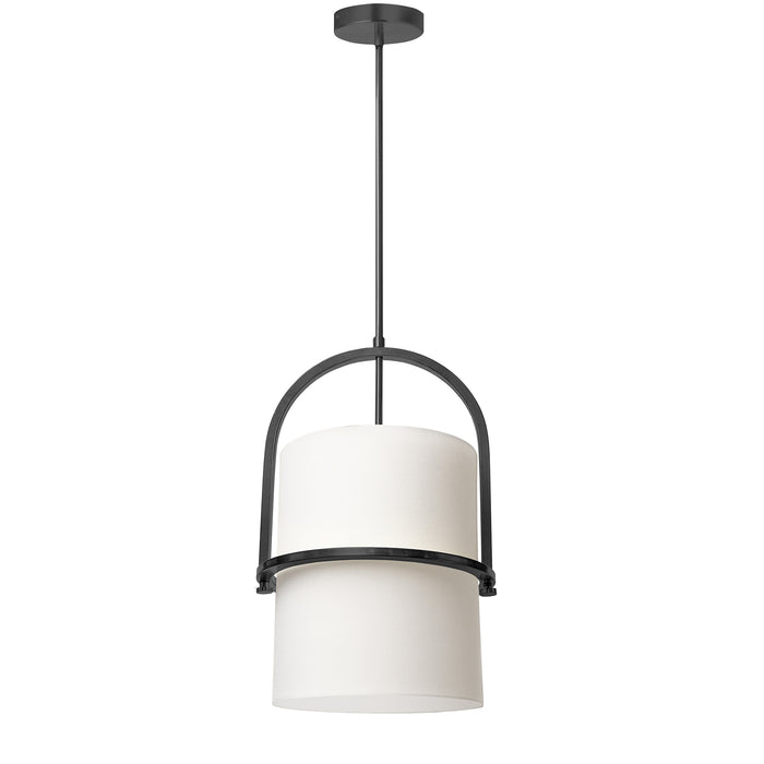 Paddington 1 Light Pendant - Matte Black Finish - White Shade