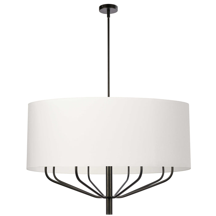 Eleanor 8 Light Chandelier - Matte Black - White Shade