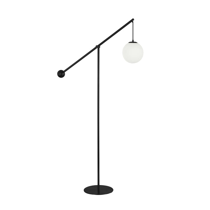 Holly 1 Light Floor Lamp - 66" H - Matte Black - Opal White Glass