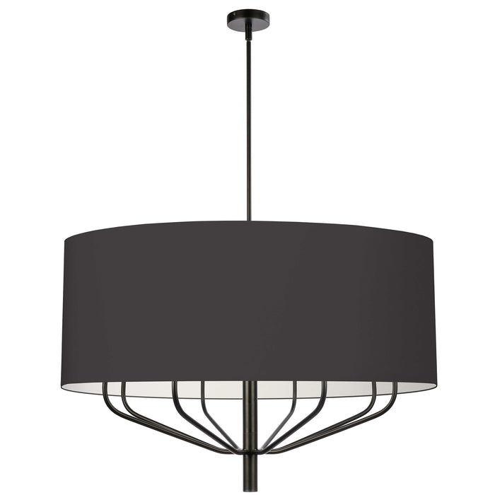 Eleanor 8 Light Chandelier - Matte Black - Black/White Shade