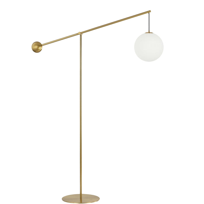 Holly 1 Light Floor Lamp - 106" H - Aged Brass - Opal White Glass