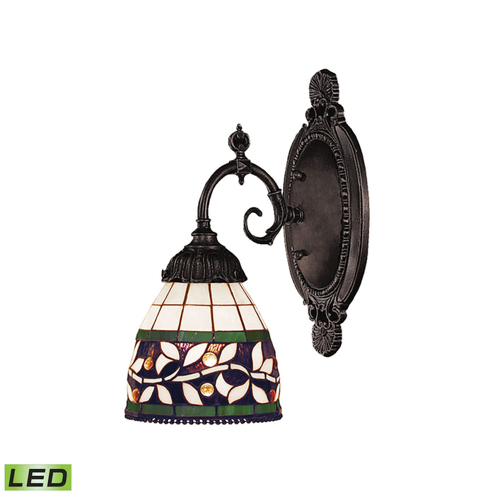 Mix-N-Match 1-Light Wall Lamp in Tiffany Bronze with Tiffany Style Glass - Includes LED Bulb