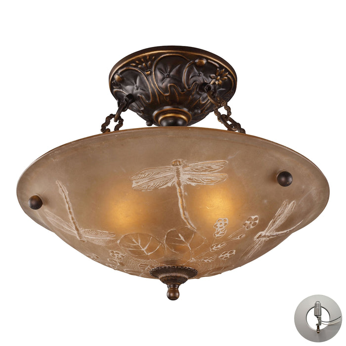 Restoration 16'' Wide 3-Light Semi Flush Mount - Golden Bronze