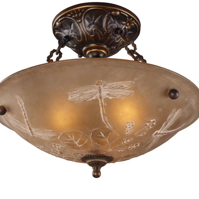 Restoration 16'' Wide 3-Light Semi Flush Mount - Golden Bronze