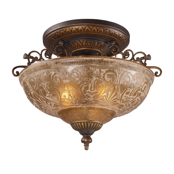 Restoration 19'' Wide 3-Light Semi Flush Mount - Golden Bronze