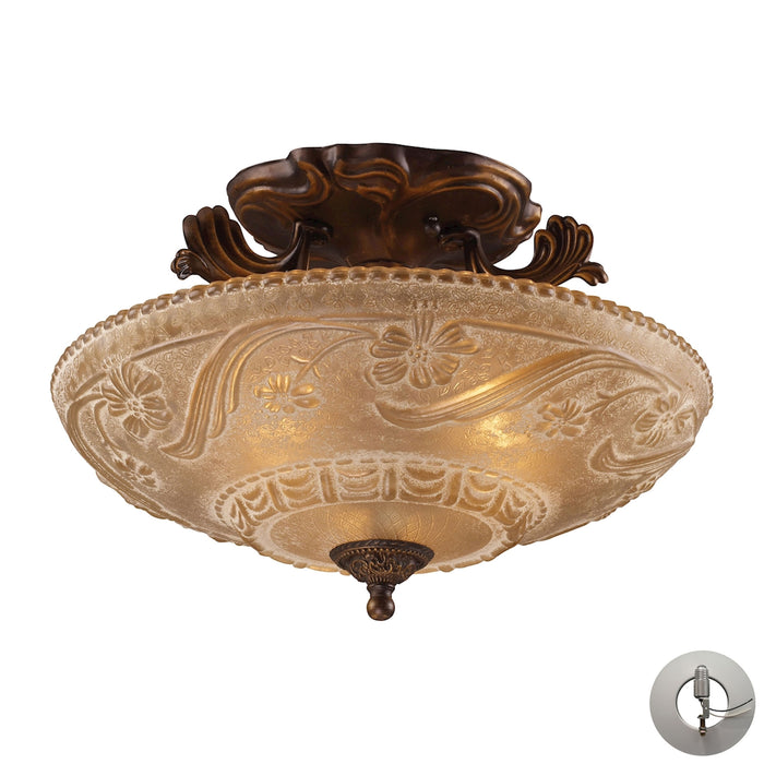 Restoration 16'' Wide 3-Light Semi Flush Mount - Golden Bronze