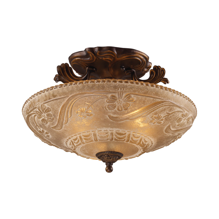 Restoration 16'' Wide 3-Light Semi Flush Mount - Golden Bronze